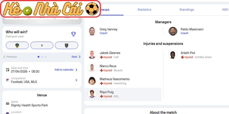 Phong độ LA Galaxy gần nhất